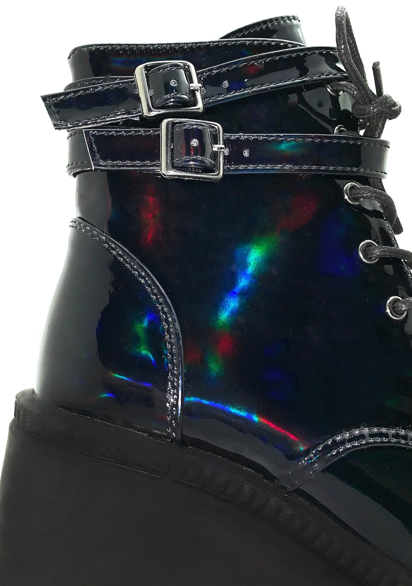 SHAKER 52 Hologram Black Platform Boots