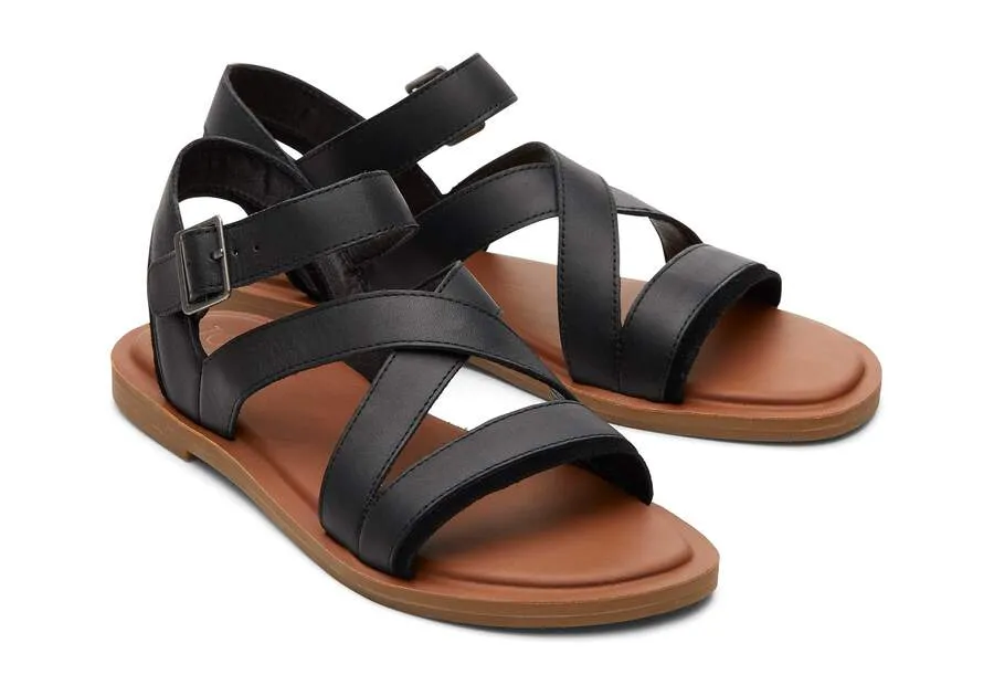 Sloane Leather Strappy Sandal- Black