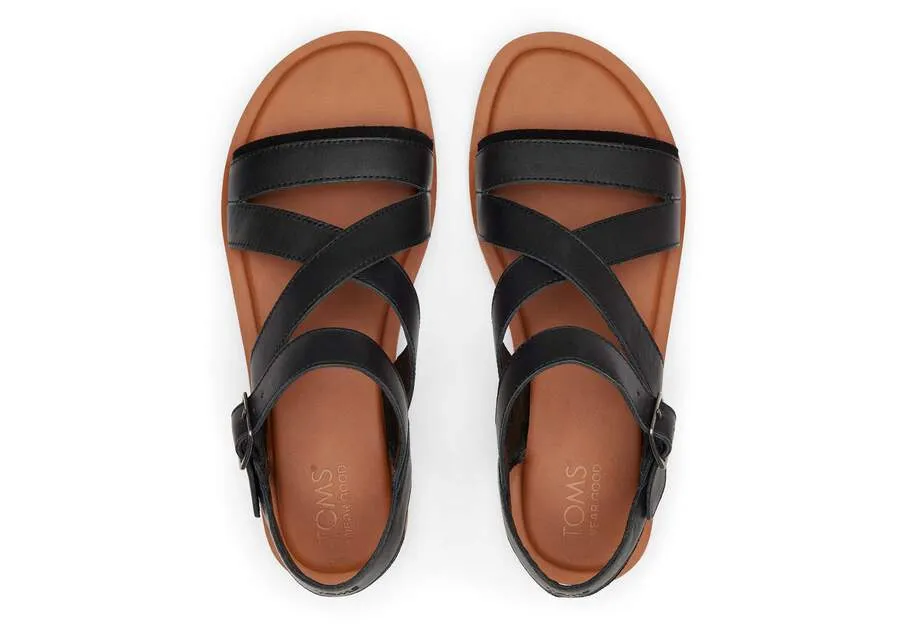 Sloane Leather Strappy Sandal- Black