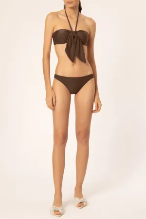 Solid Halterneck Bikini With Knot