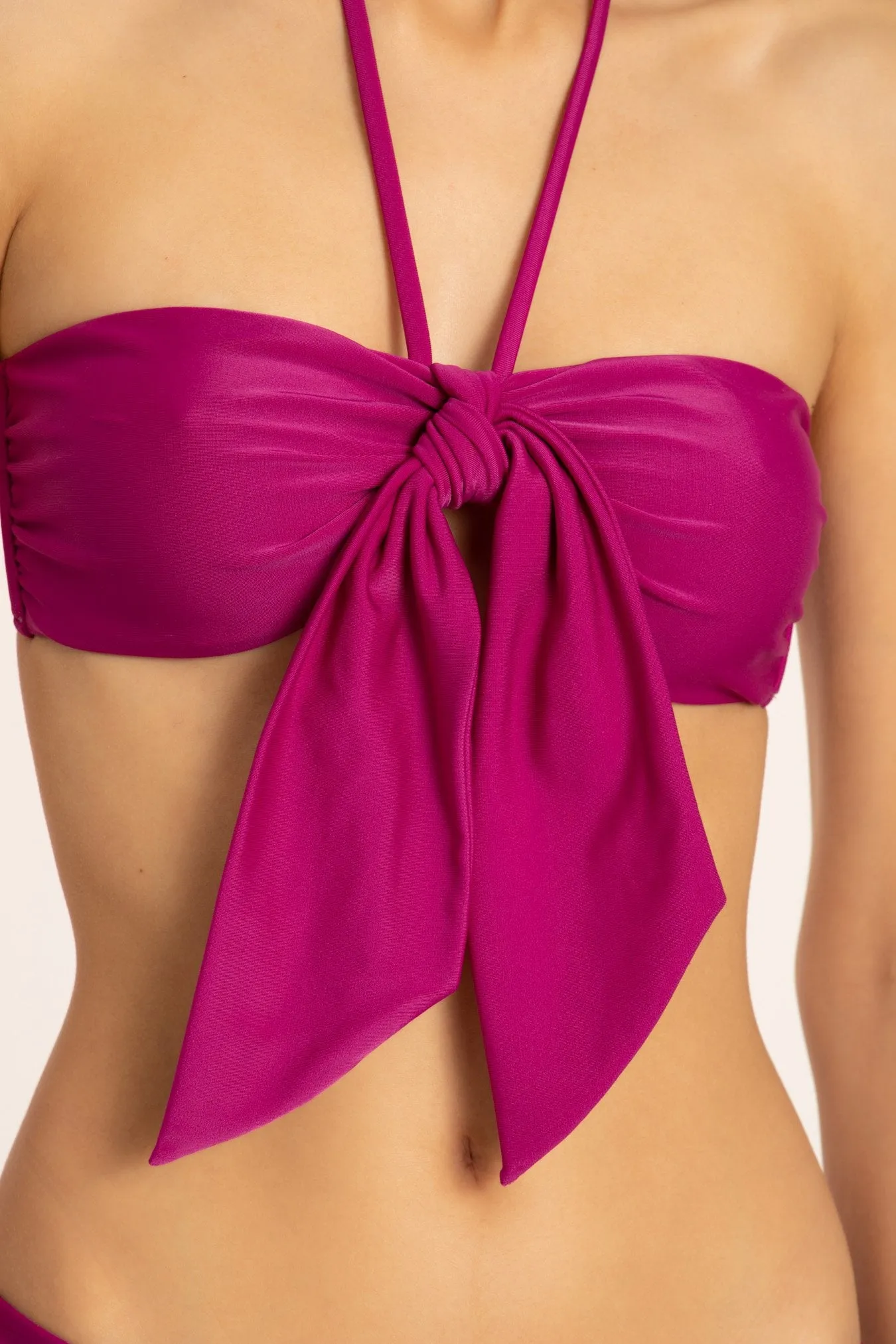 Solid Halterneck Bikini With Knot