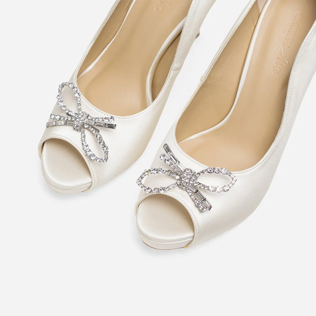 Starling Rose Pearl White Wedding Heels