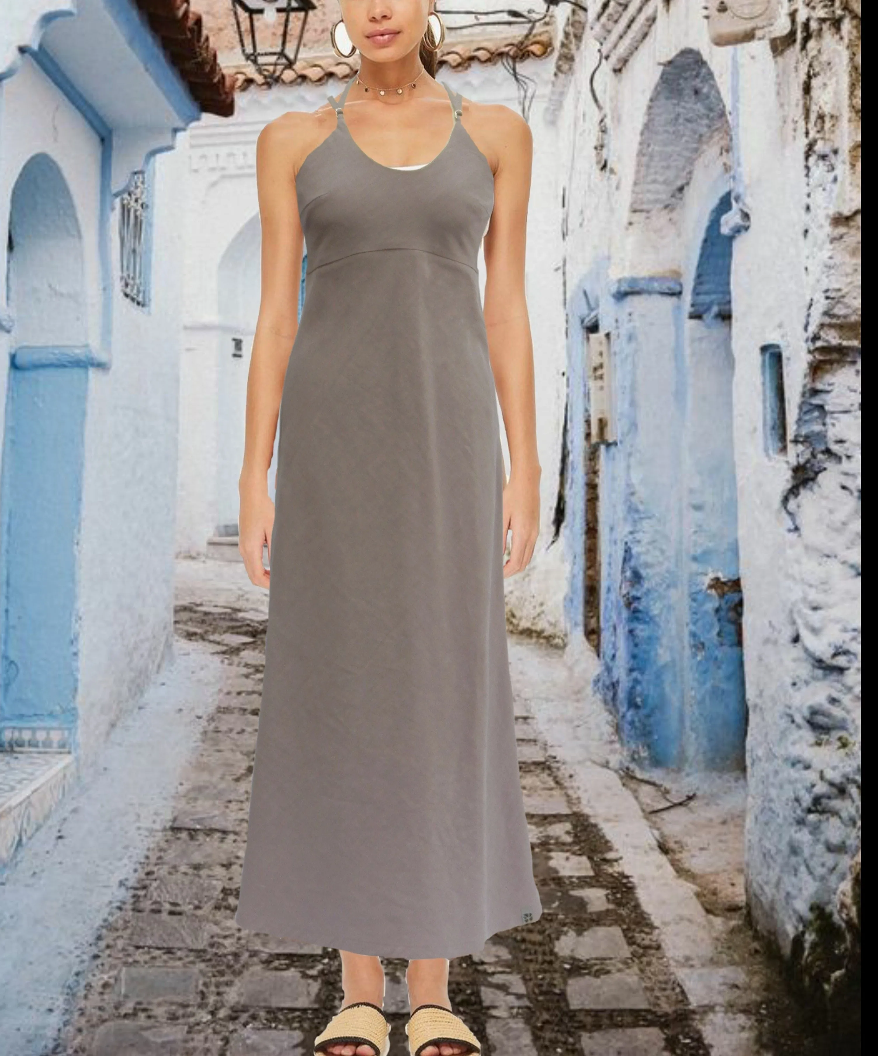 Strapless  linnen maxi jurk, Strapless linen summer dress