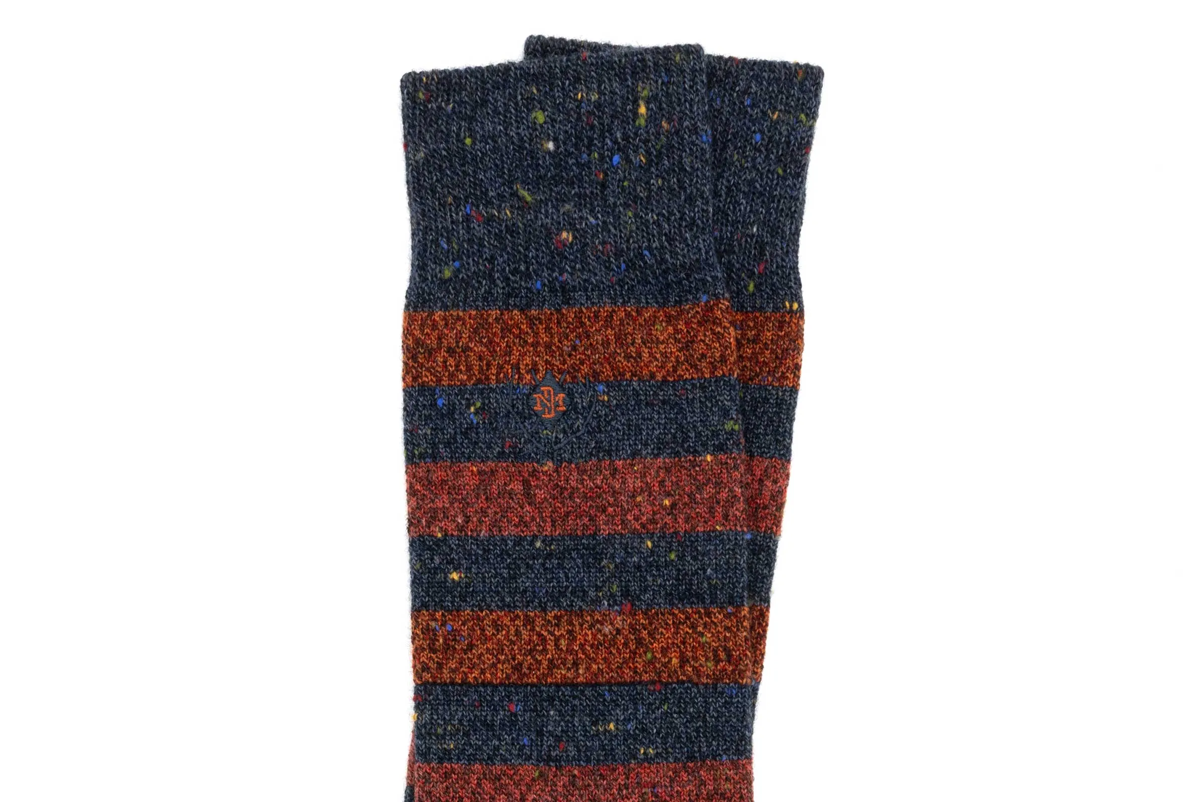 Stripe Andean Alpaca Yarn Socks - Navy