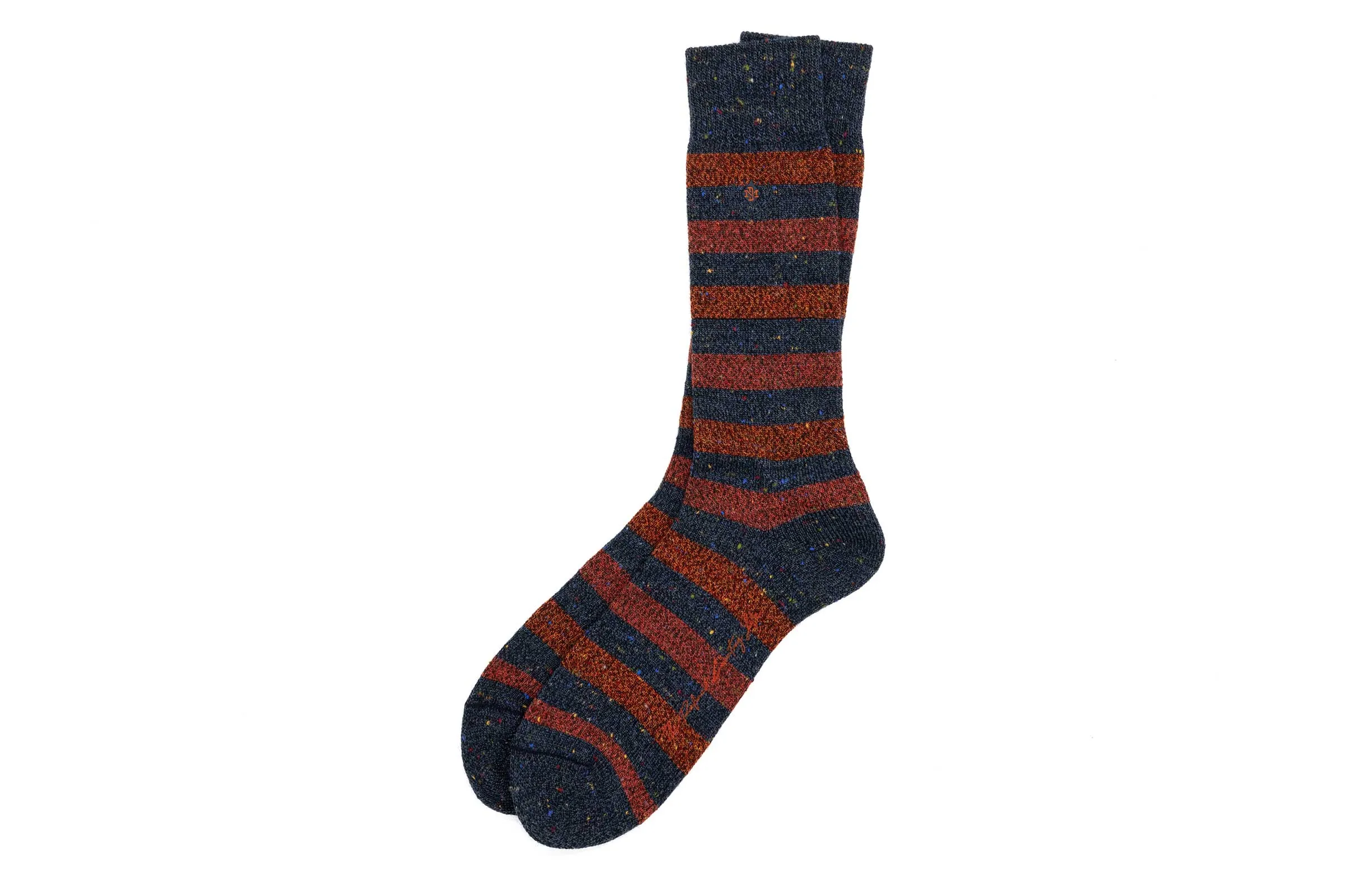 Stripe Andean Alpaca Yarn Socks - Navy