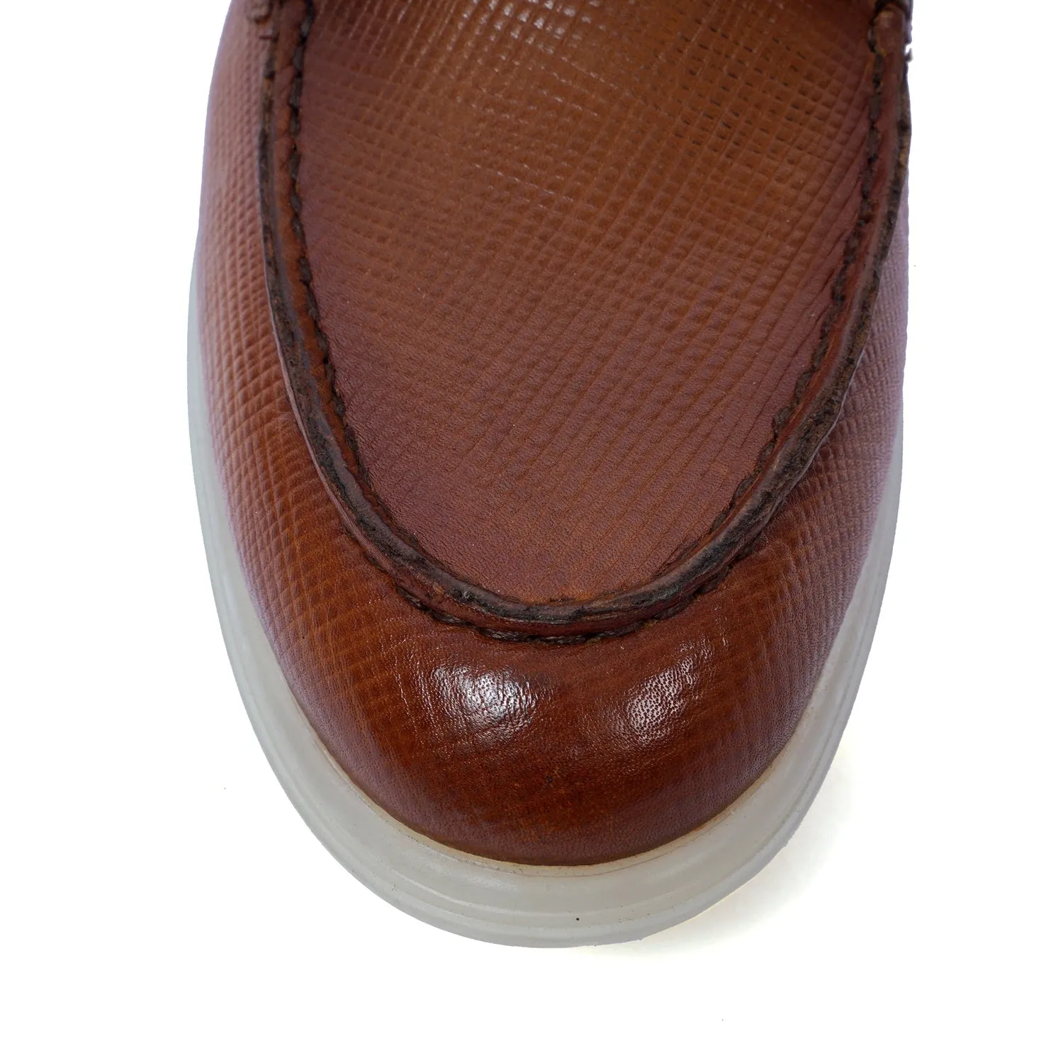 Tan Yacht Shoes in Saffiano leather