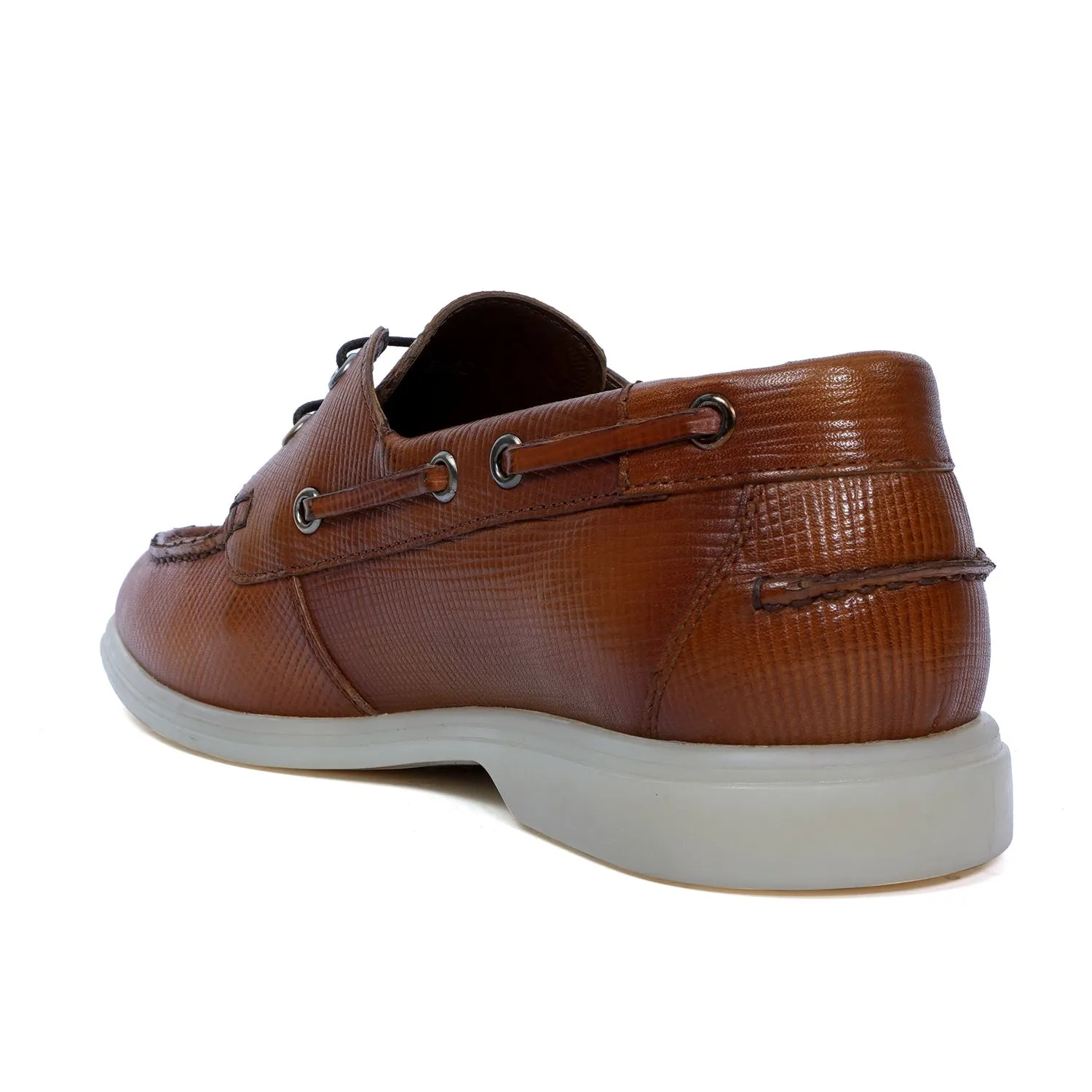 Tan Yacht Shoes in Saffiano leather