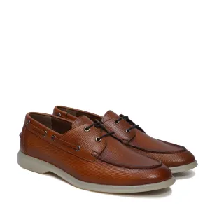 Tan Yacht Shoes in Saffiano leather