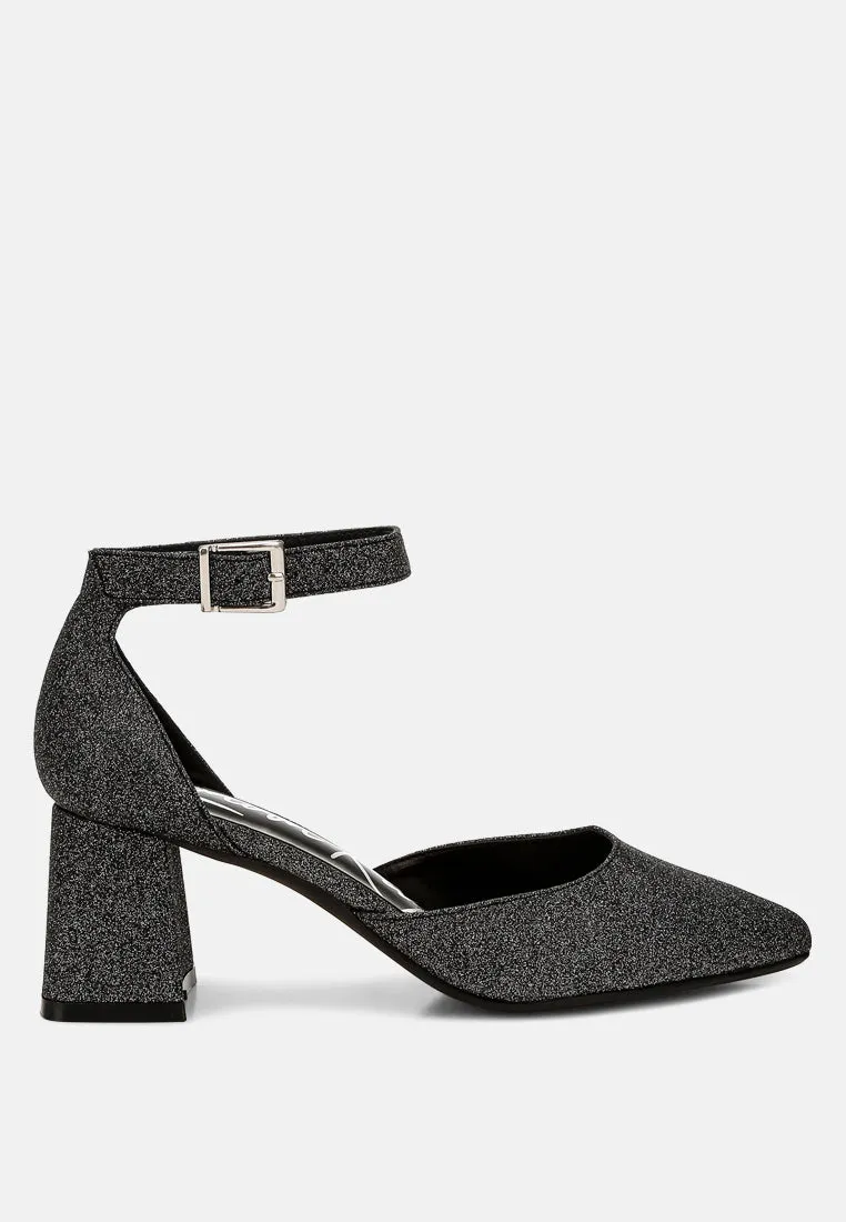 Taznia Glitter Block Heel Sandals