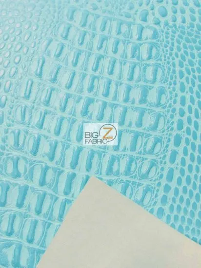 Teal Crocodile Marine Vinyl Fabric / Sold By The Yard