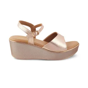 The Bannes Champagne Women's Dress Wedge Sandals Tresmode