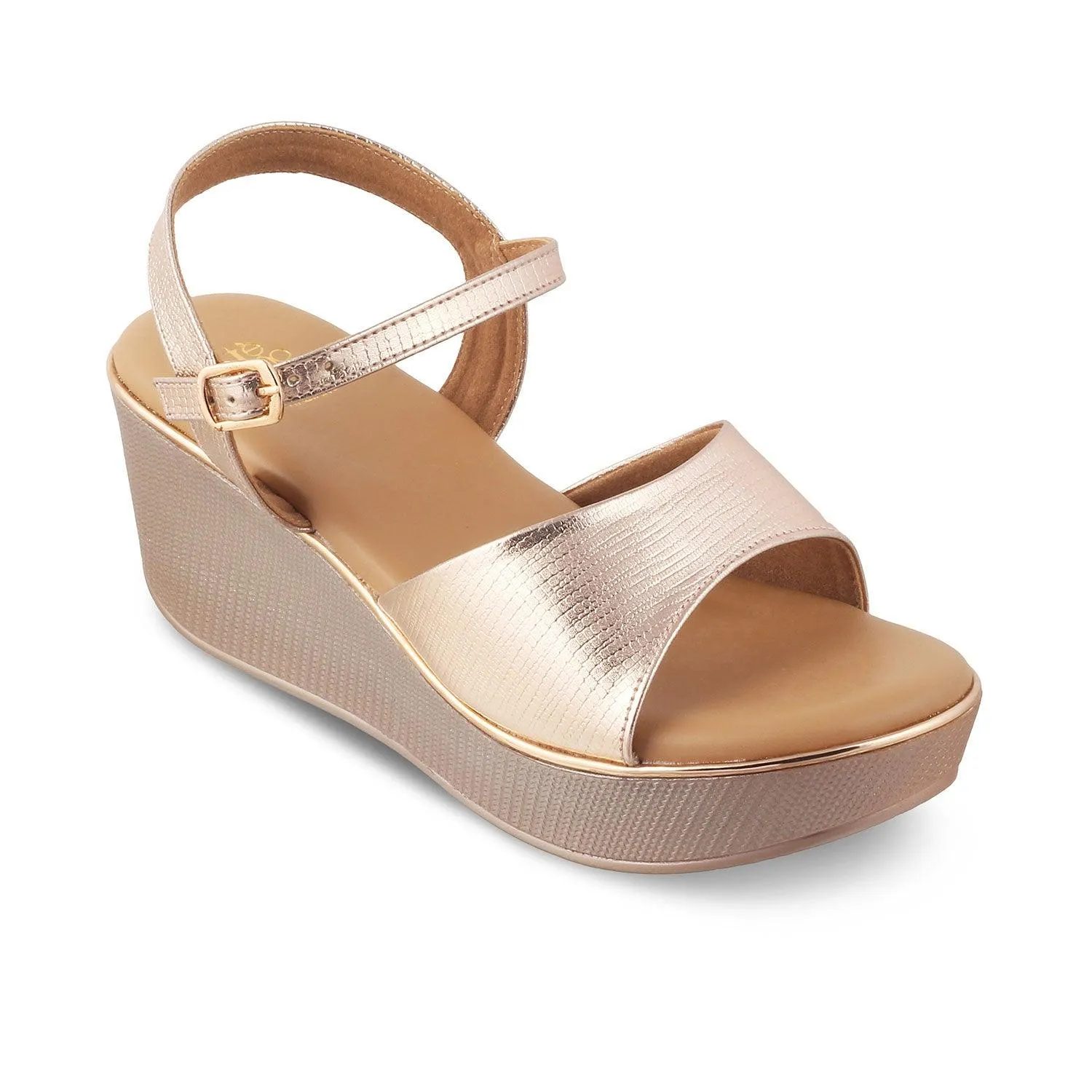 The Bannes Champagne Women's Dress Wedge Sandals Tresmode