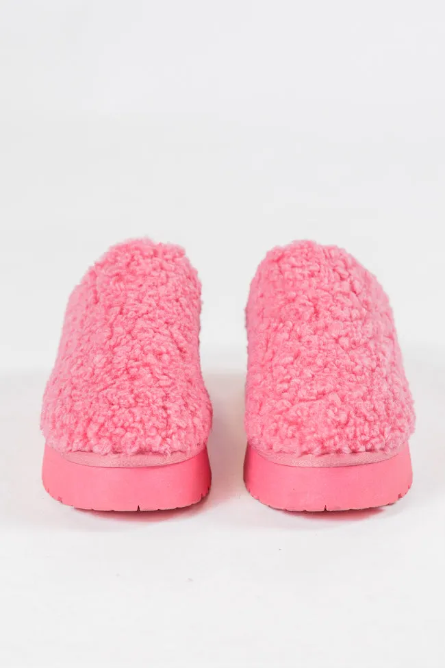 Tilly Pink Sherpa Platform Slipper