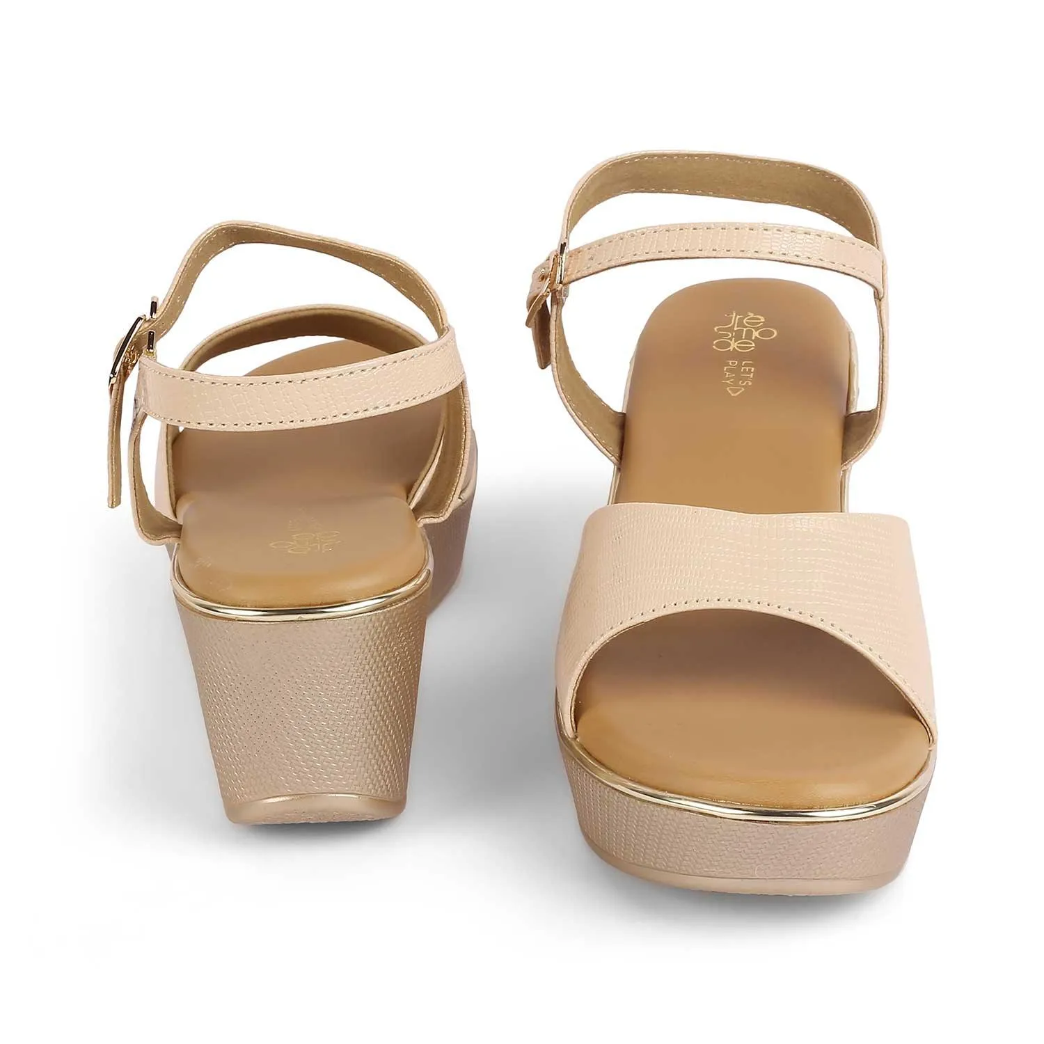 Tresmode Lannes Beige Women's Dress Wedge Sandals