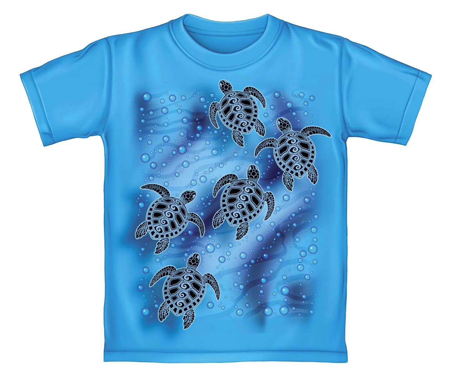 Tribal Sea Turtles Adult Turquoise Tee Shirt (Adult XXL