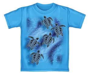 Tribal Sea Turtles Adult Turquoise Tee Shirt (Adult XXL