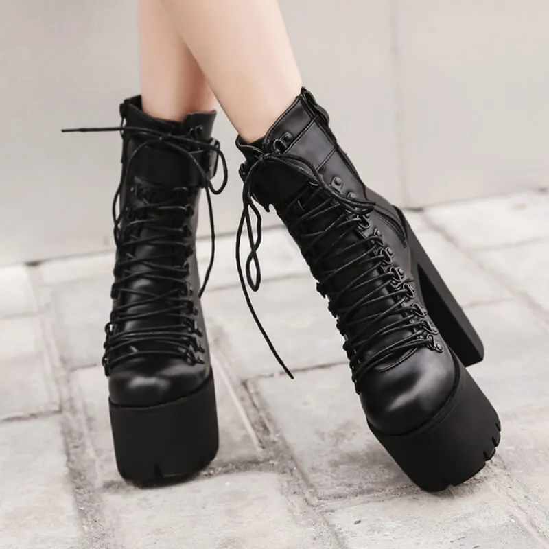 Uniwim Metal Buckle Zipper Black Ankle Boots SE20559