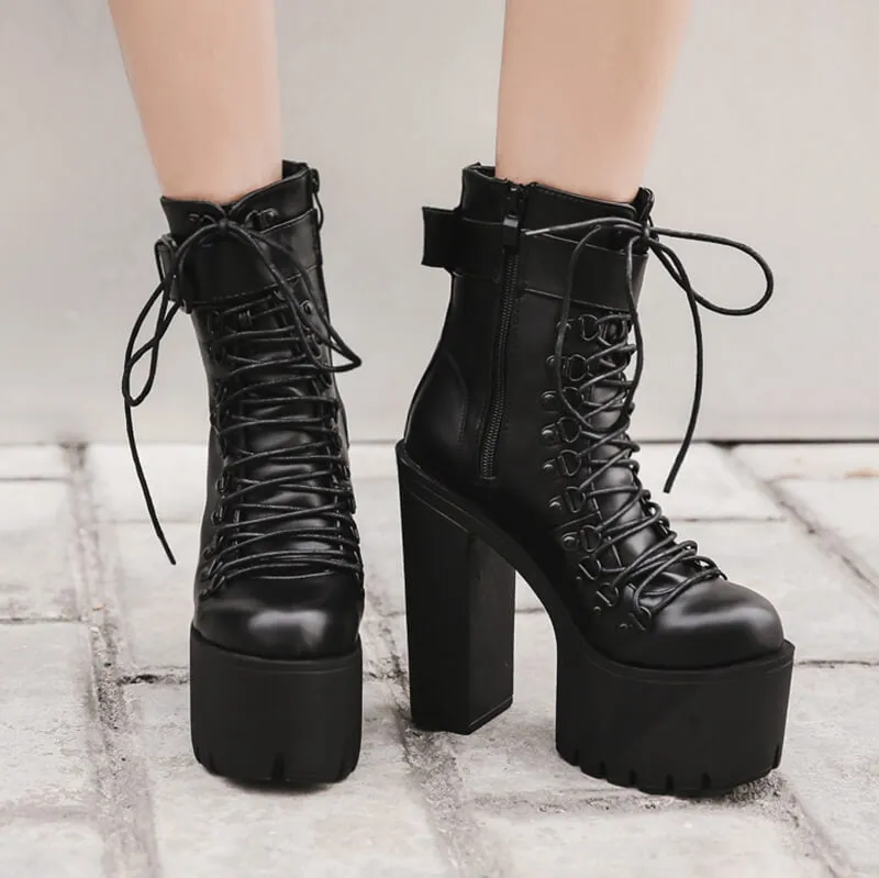 Uniwim Metal Buckle Zipper Black Ankle Boots SE20559