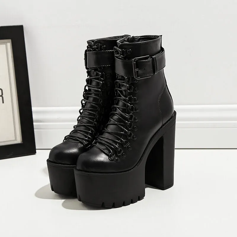 Uniwim Metal Buckle Zipper Black Ankle Boots SE20559