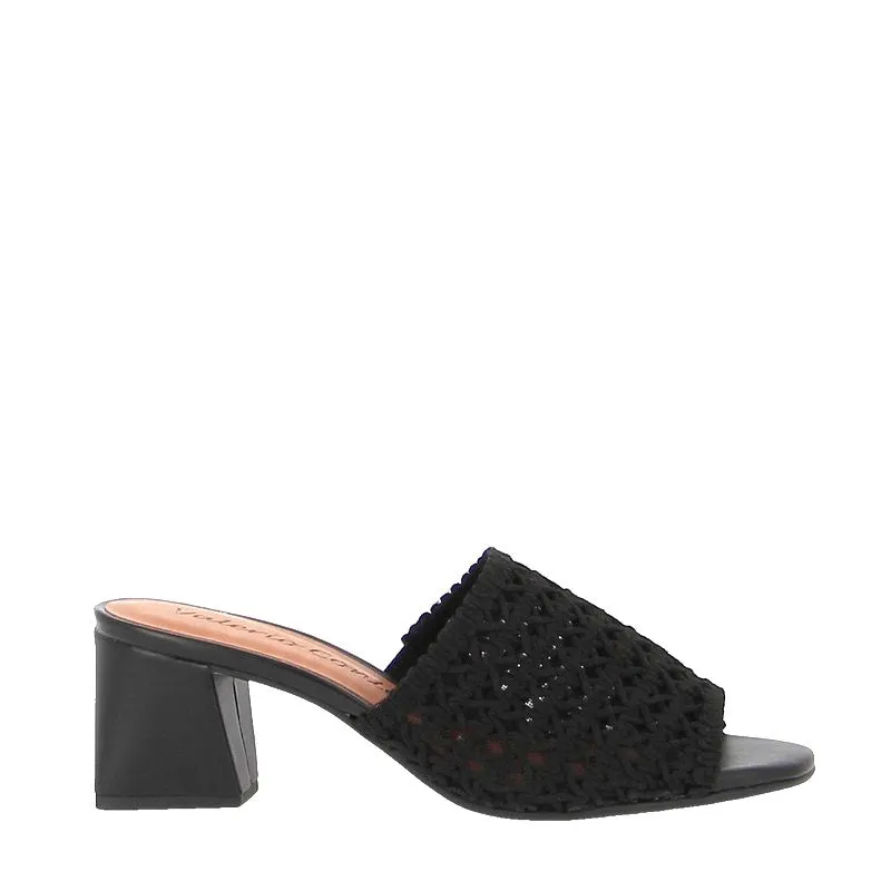 Valerio Conte 457004 Black Heeled Slide