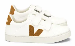 Veja White Esplar Leather Camel Velcro Sneakers