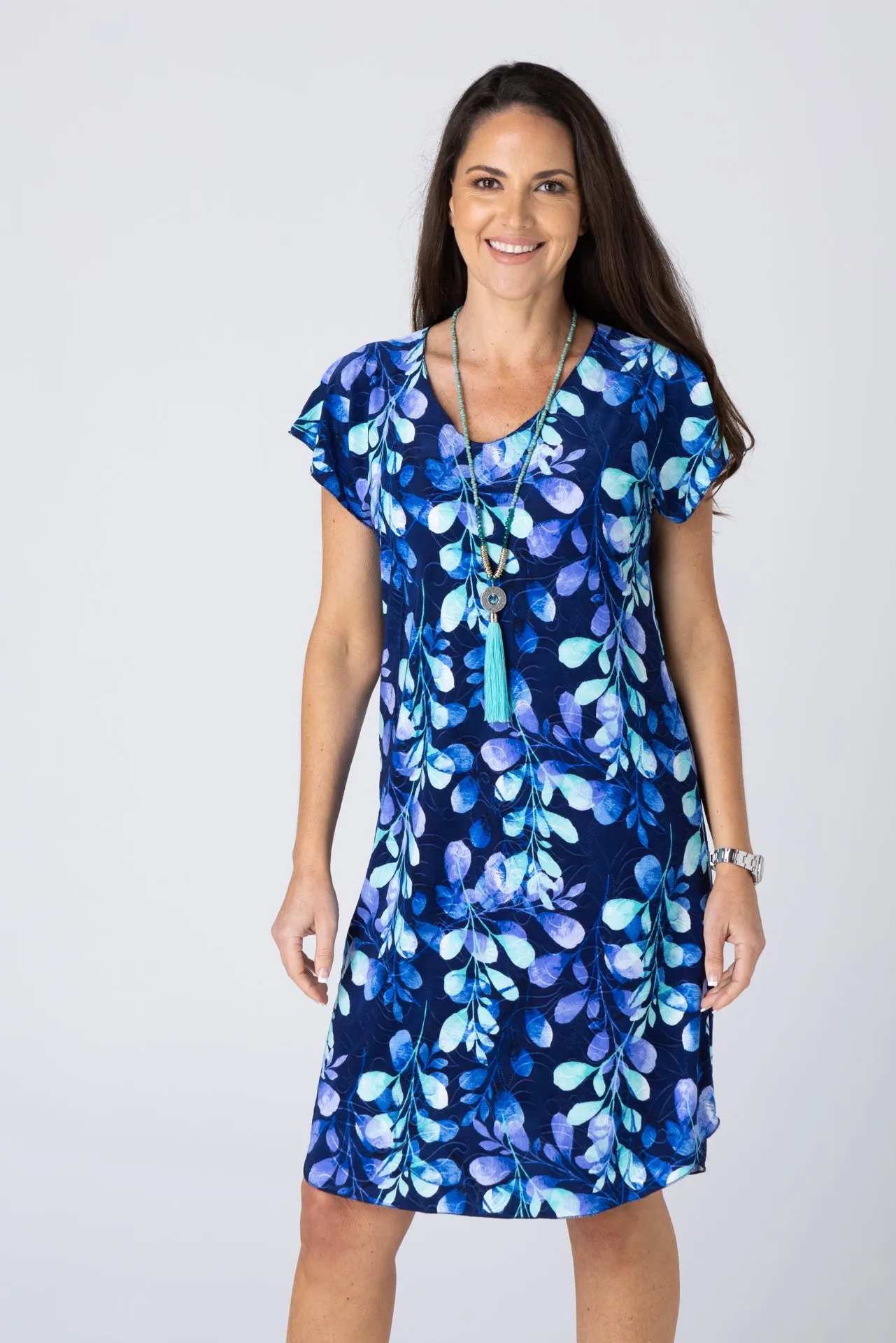 Willow Print Short Sleeve Jersey Shift Dress