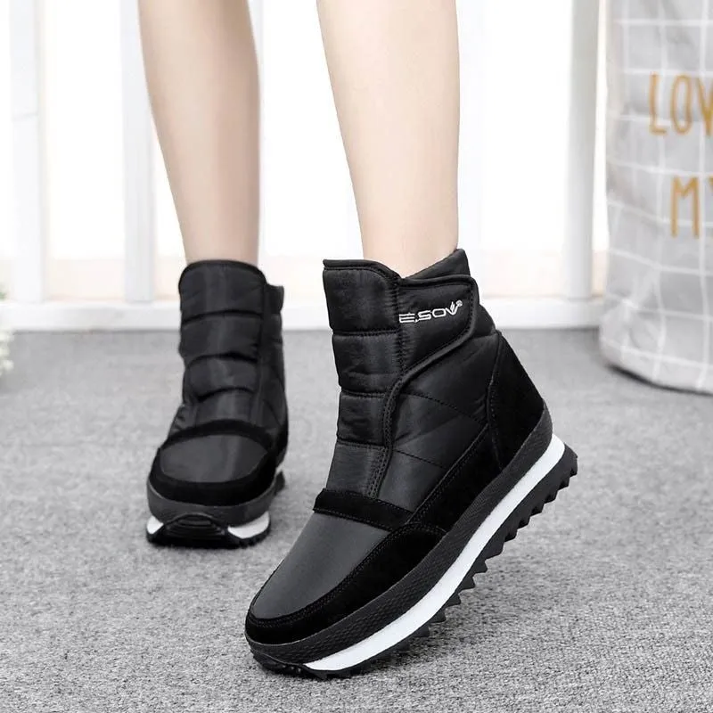 Winter Waterproof Super Warm Ankle Snow Boots with Low Heel for Women