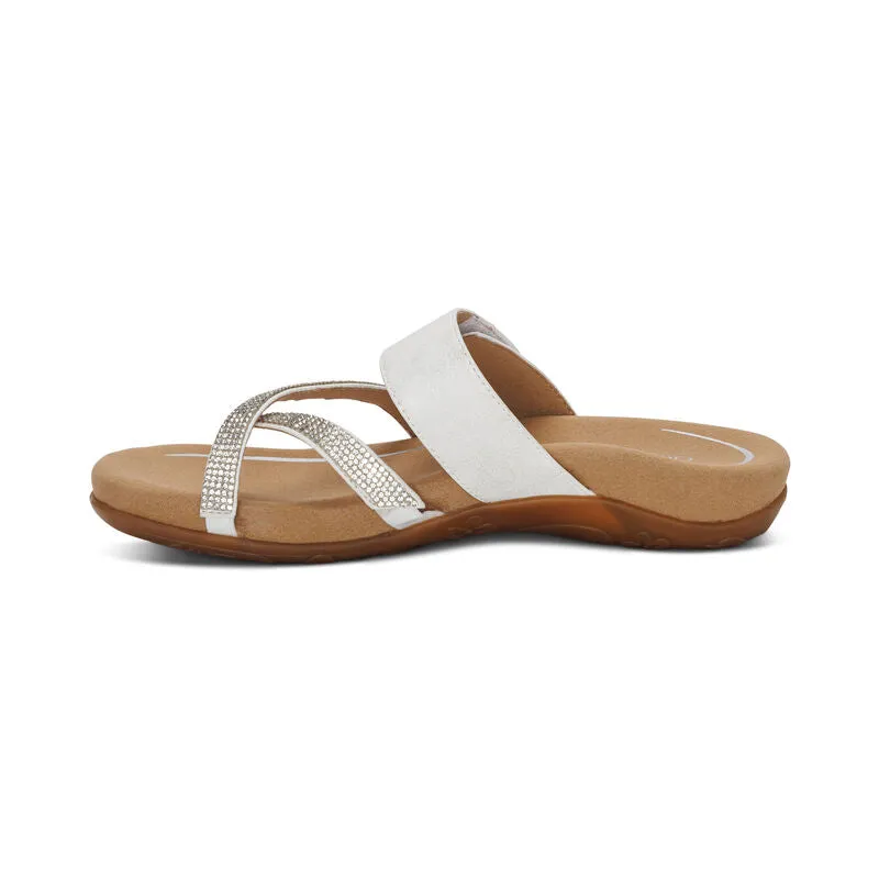 WOMEN'S AETREX IZZY ADJUSTABLE SLIDE SANDAL | SPARKLE WHITE