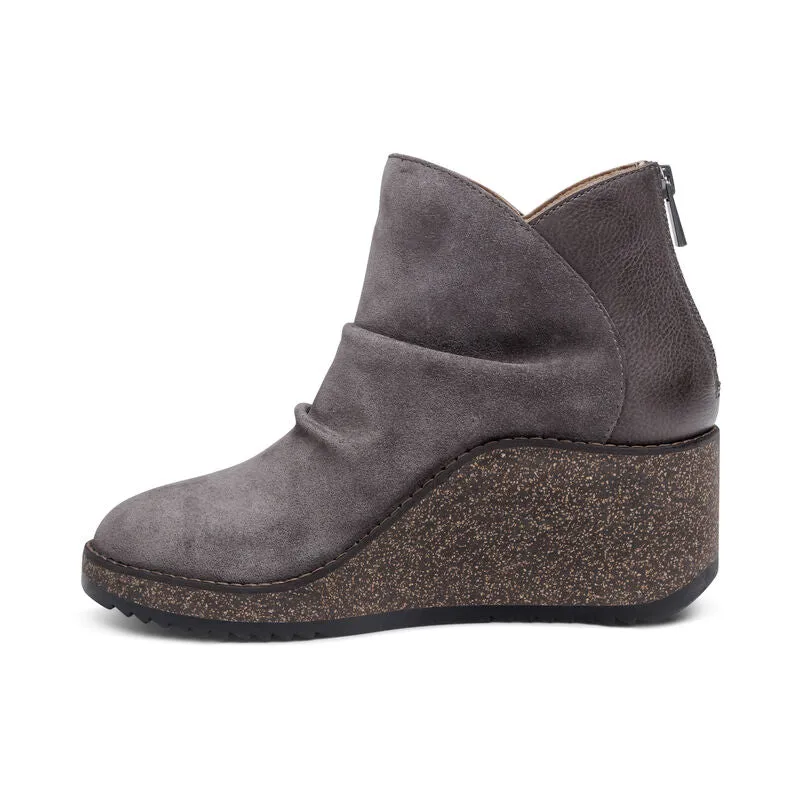 Women's Aetrex Kara Ankle Wedge Boot Color: Charcoal