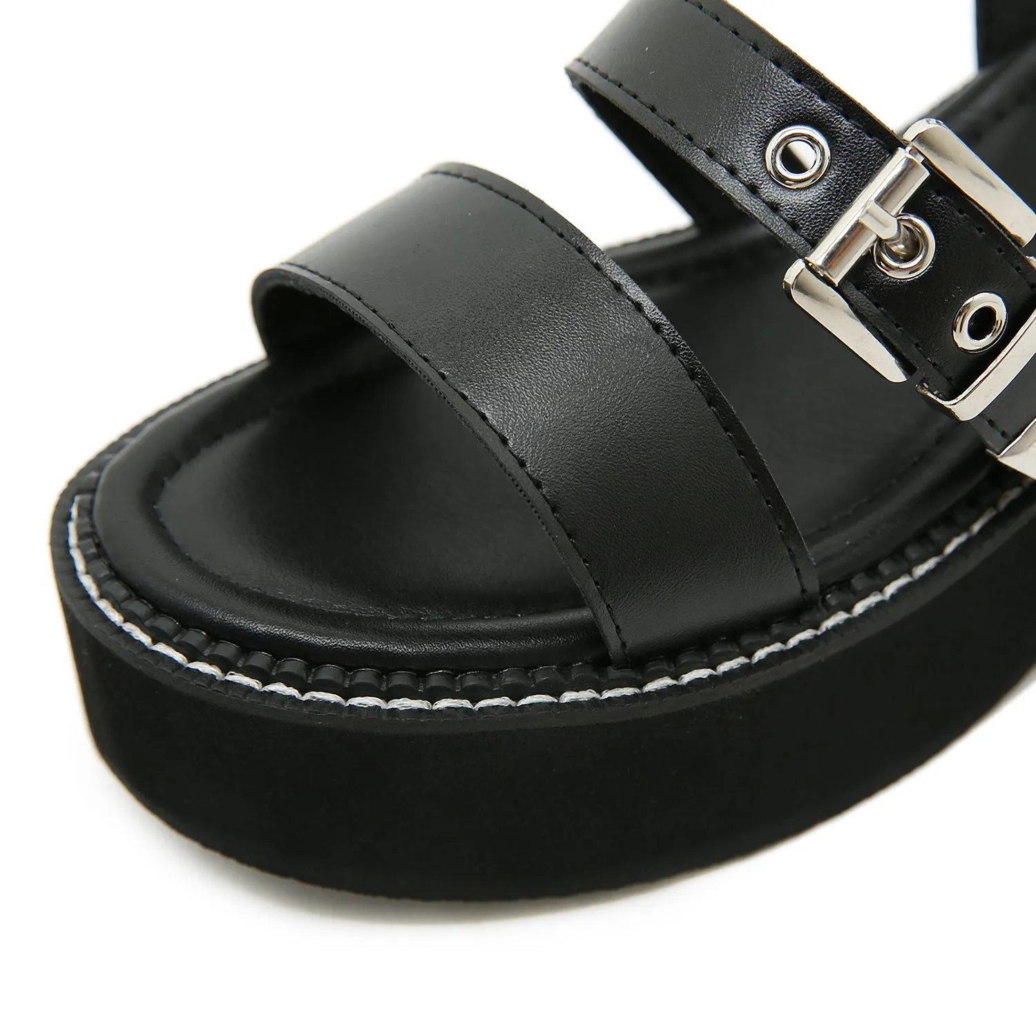 Womens Buckle Platform Sandals