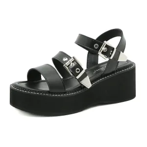 Womens Buckle Platform Sandals