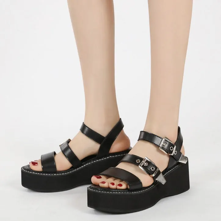 Womens Buckle Platform Sandals