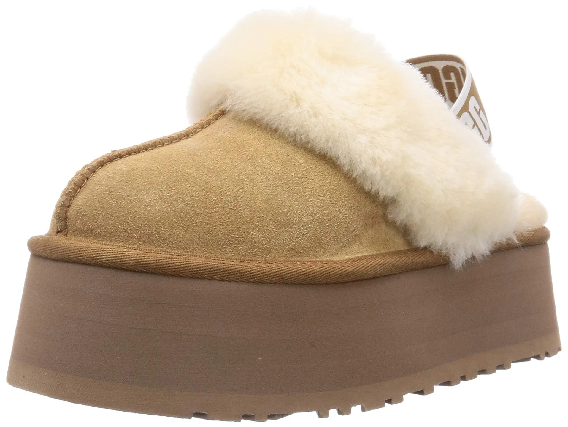 Women's Shoes UGG FUNKETTE Platform Sheepskin & Suede Slippers 1113474 CHESTNUT