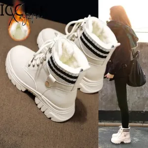 Xajzpa - Chunky Boots Women Ankle Boots Female Shoes Plush Warm Snow Booties Winter Fur Shoes Women Sneakers Botas De Mujer