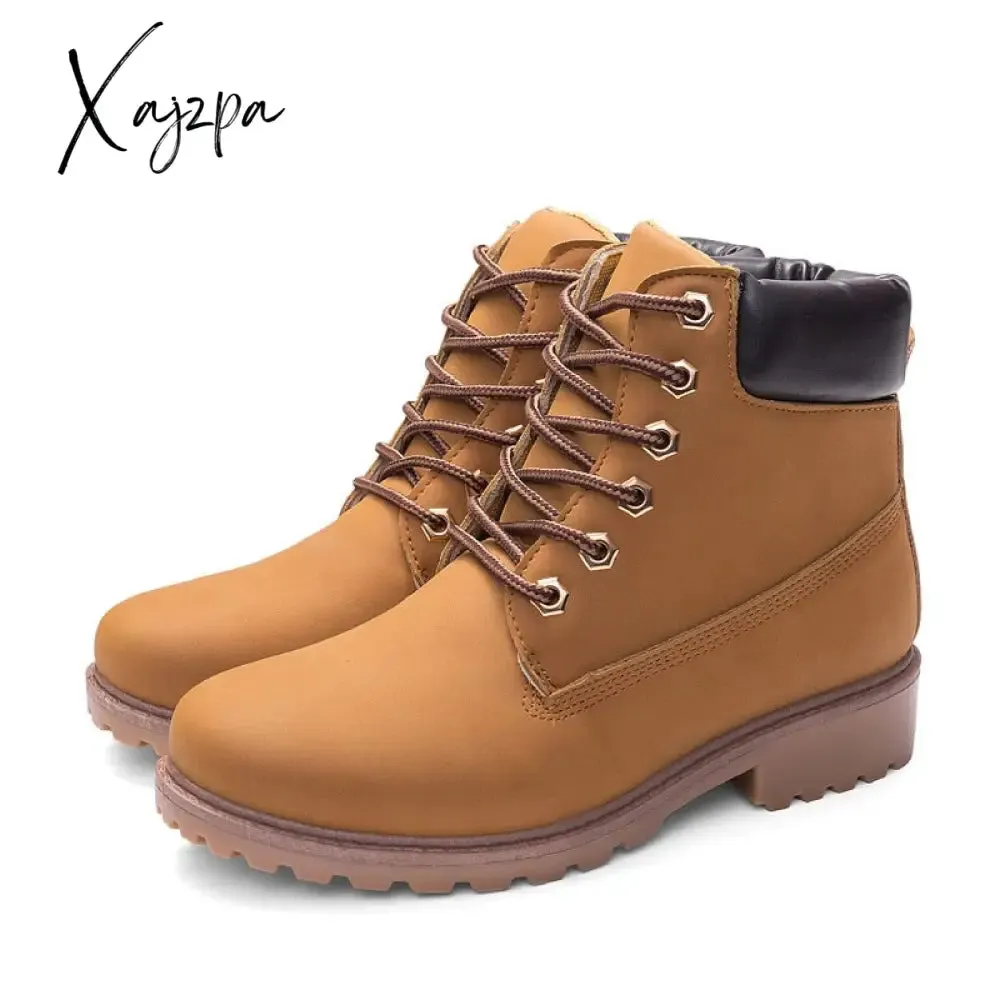 Xajzpa - Winter boots women shoes warm plush sneakers women snow boots women lace-up ankle boots casual shoes woman botas mujer