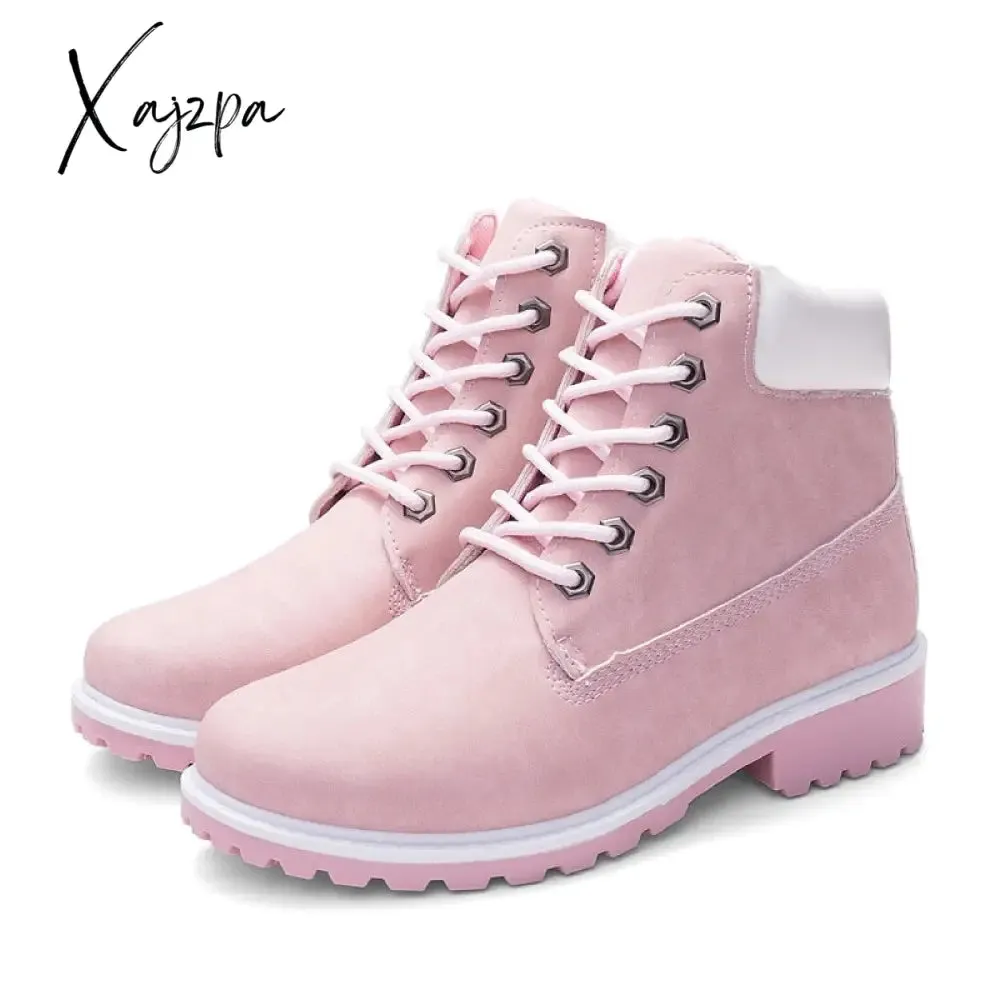 Xajzpa - Winter boots women shoes warm plush sneakers women snow boots women lace-up ankle boots casual shoes woman botas mujer