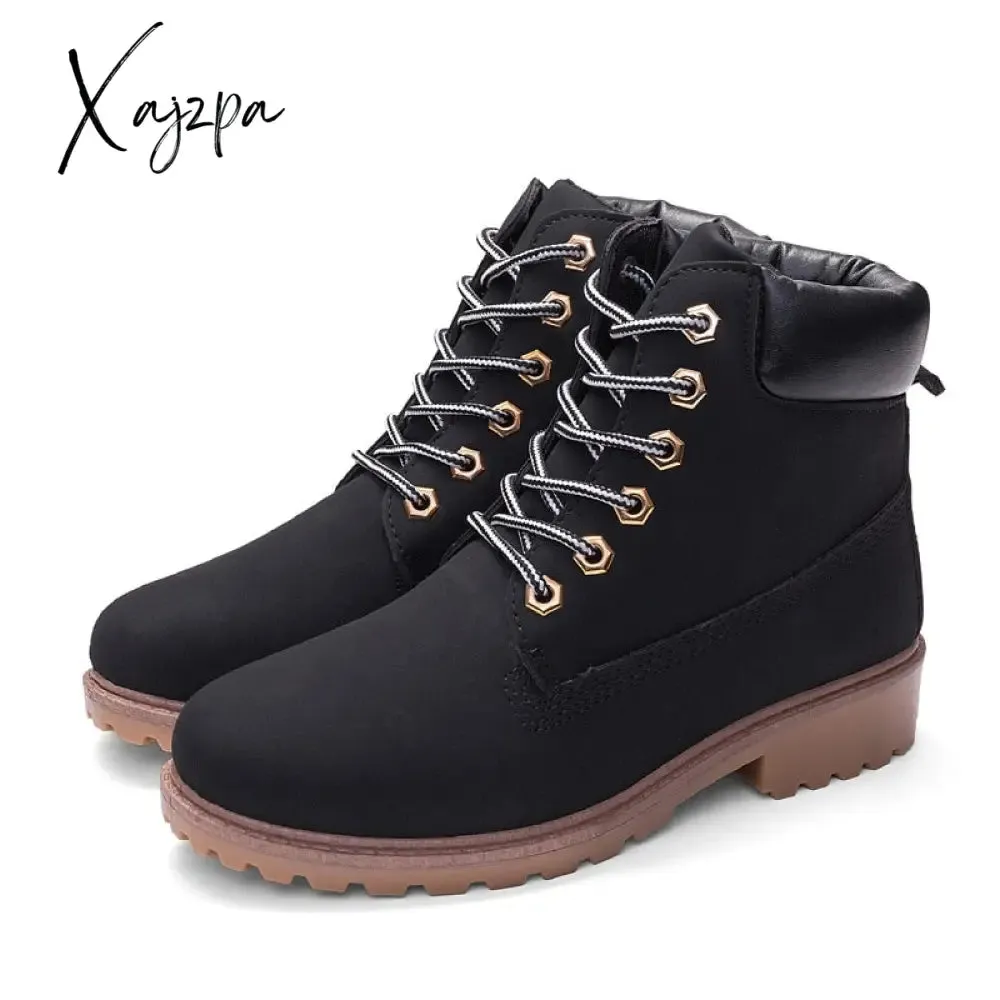 Xajzpa - Winter boots women shoes warm plush sneakers women snow boots women lace-up ankle boots casual shoes woman botas mujer