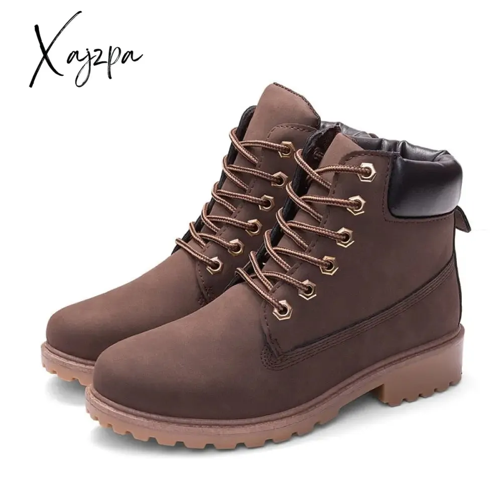 Xajzpa - Winter boots women shoes warm plush sneakers women snow boots women lace-up ankle boots casual shoes woman botas mujer