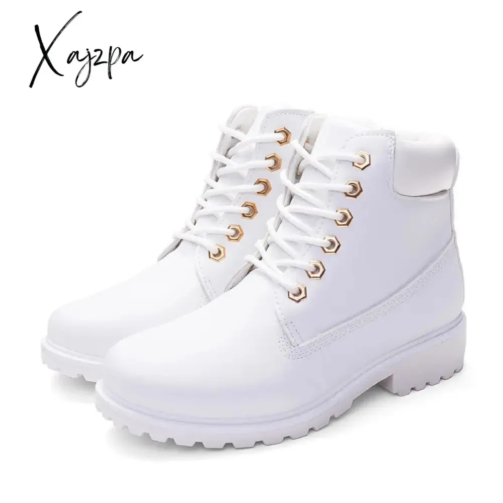 Xajzpa - Winter boots women shoes warm plush sneakers women snow boots women lace-up ankle boots casual shoes woman botas mujer