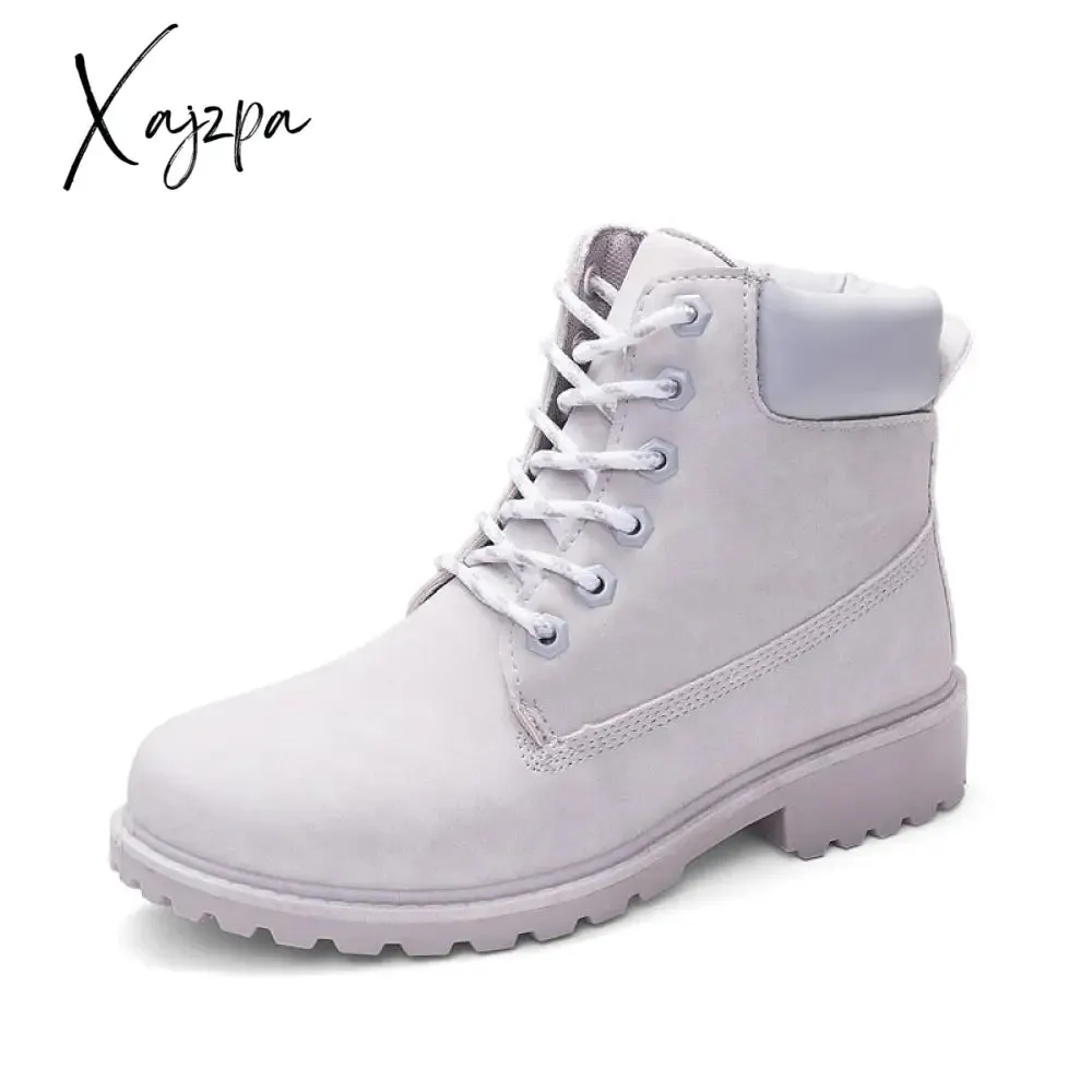 Xajzpa - Winter boots women shoes warm plush sneakers women snow boots women lace-up ankle boots casual shoes woman botas mujer