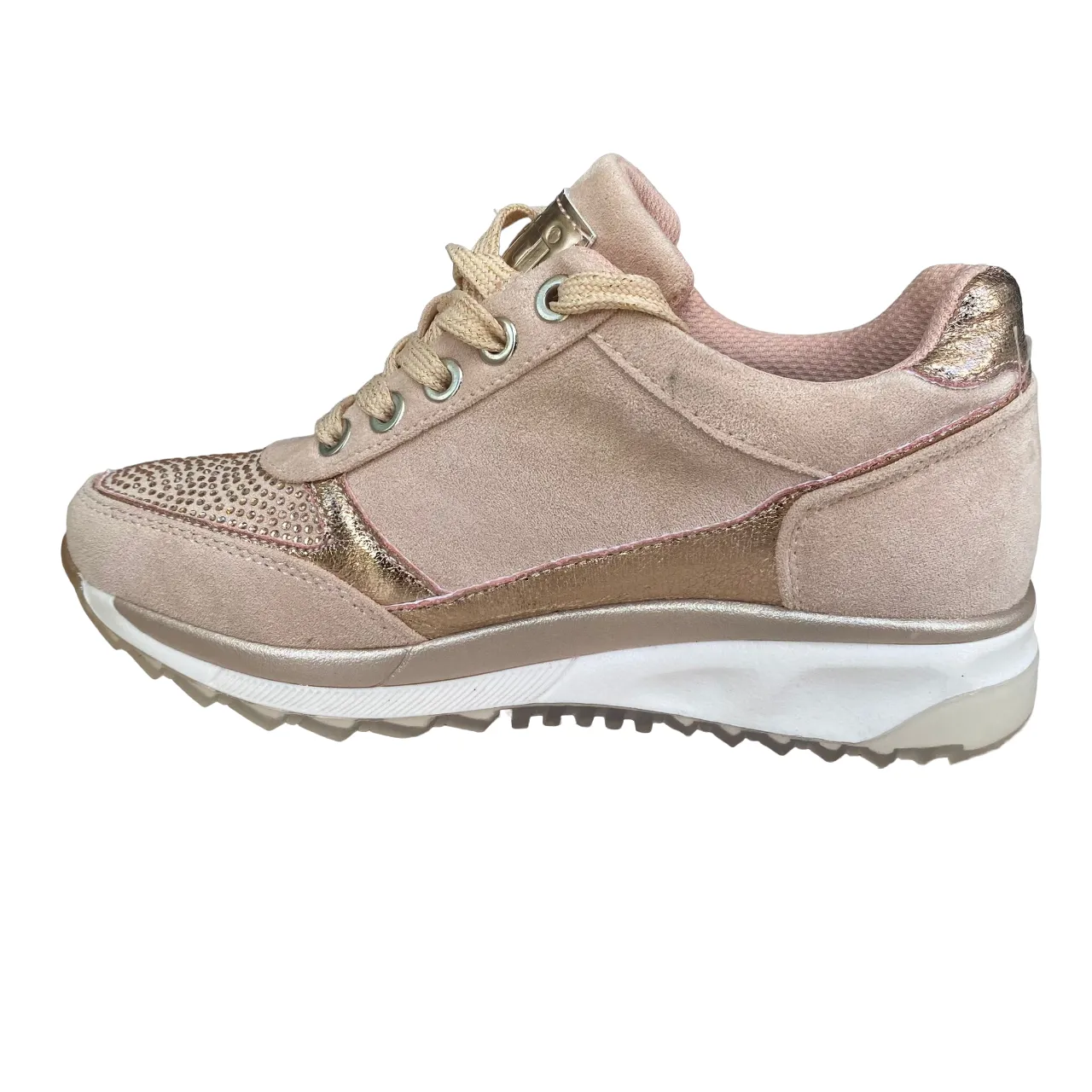 Xti scarpa casual donna con laccio e cerniera Zapato 49011 rosa dorato