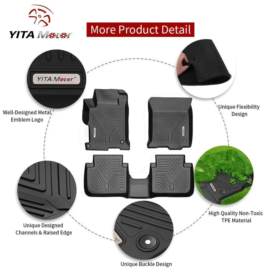 YITAMOTOR® 13-17 Honda Accord Sedans Floor Mats Floor Liners, 1st & 2nd Row All Weather Protection