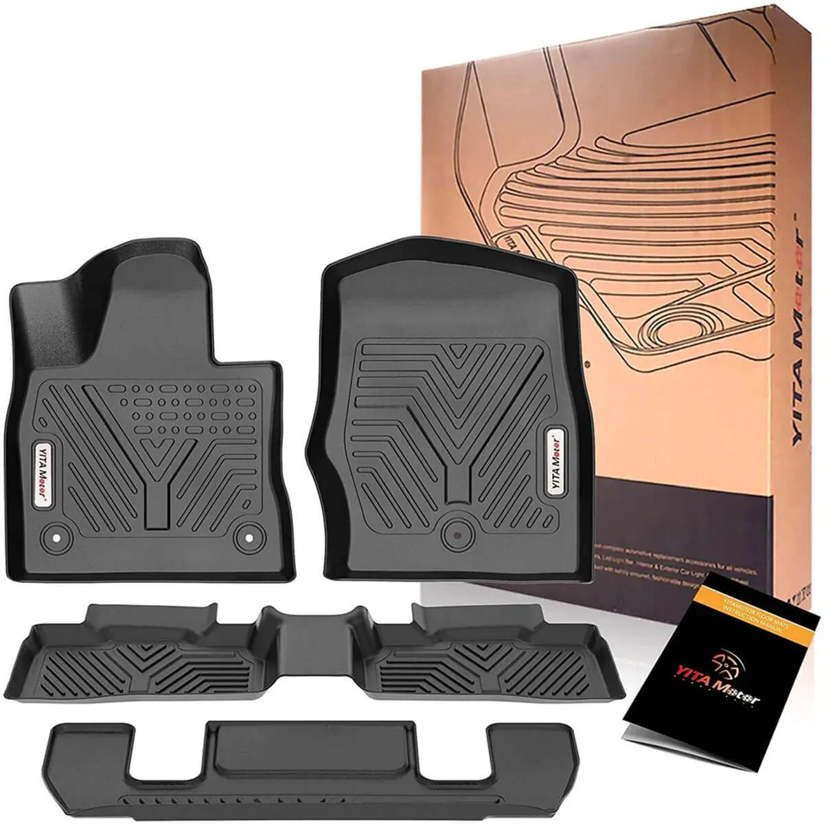 YITAMOTOR® 20-25 Ford Explorer 6 Passenger Models Floor Mats 1st,2nd and 3rd Row Floor Liners All-Weather Protection