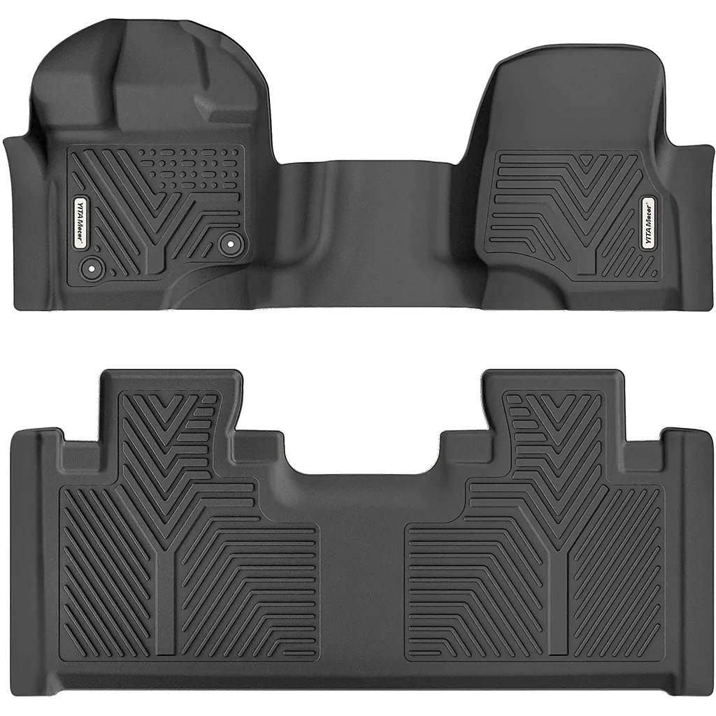 YITAMOTOR® 2015-2024 Ford F-150 Super Cab/Extended Cab Floor Mats with 1st Row Bench Seats & 2nd Row Floor Liner Set, All-Weather Protection