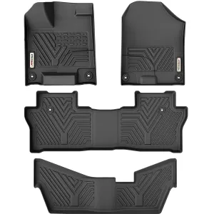 YITAMOTOR® 2016-2022 Honda Pilot 8 Passenger Model (No Elite Models), Front 1st & 2nd 3rd Seat Floor Liner Set