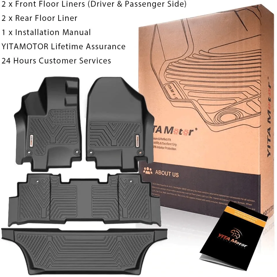 YITAMOTOR® 2018-2024 Honda Odyssey Floor Mats, 1st, 2nd & 3rd Row Custom-Fit Row Floor Liners