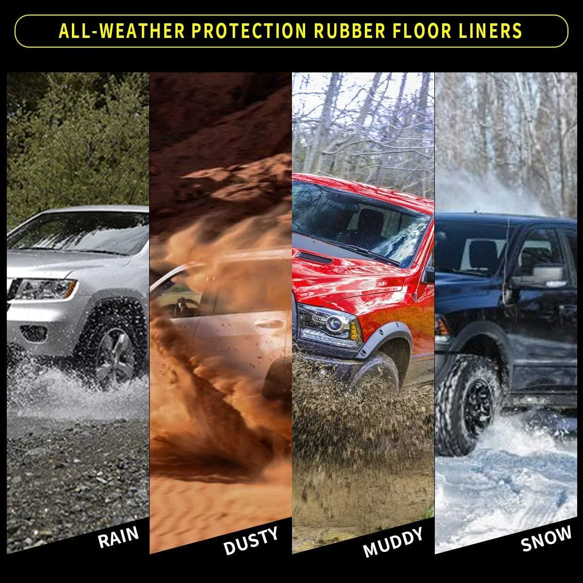 YITAMOTOR® 2018-2024 Jeep Wrangler JL 4-Door Floor Mats, 1st & 2nd Row All Weather Protection