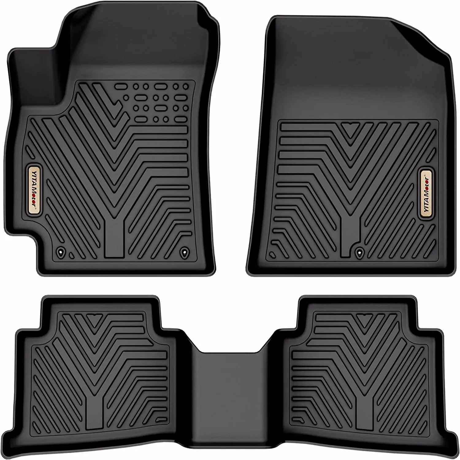 YITAMOTOR® 2021-2024 Kia Seltos, Front & Rear Row Floor Mats Black All-Weather Car Mats