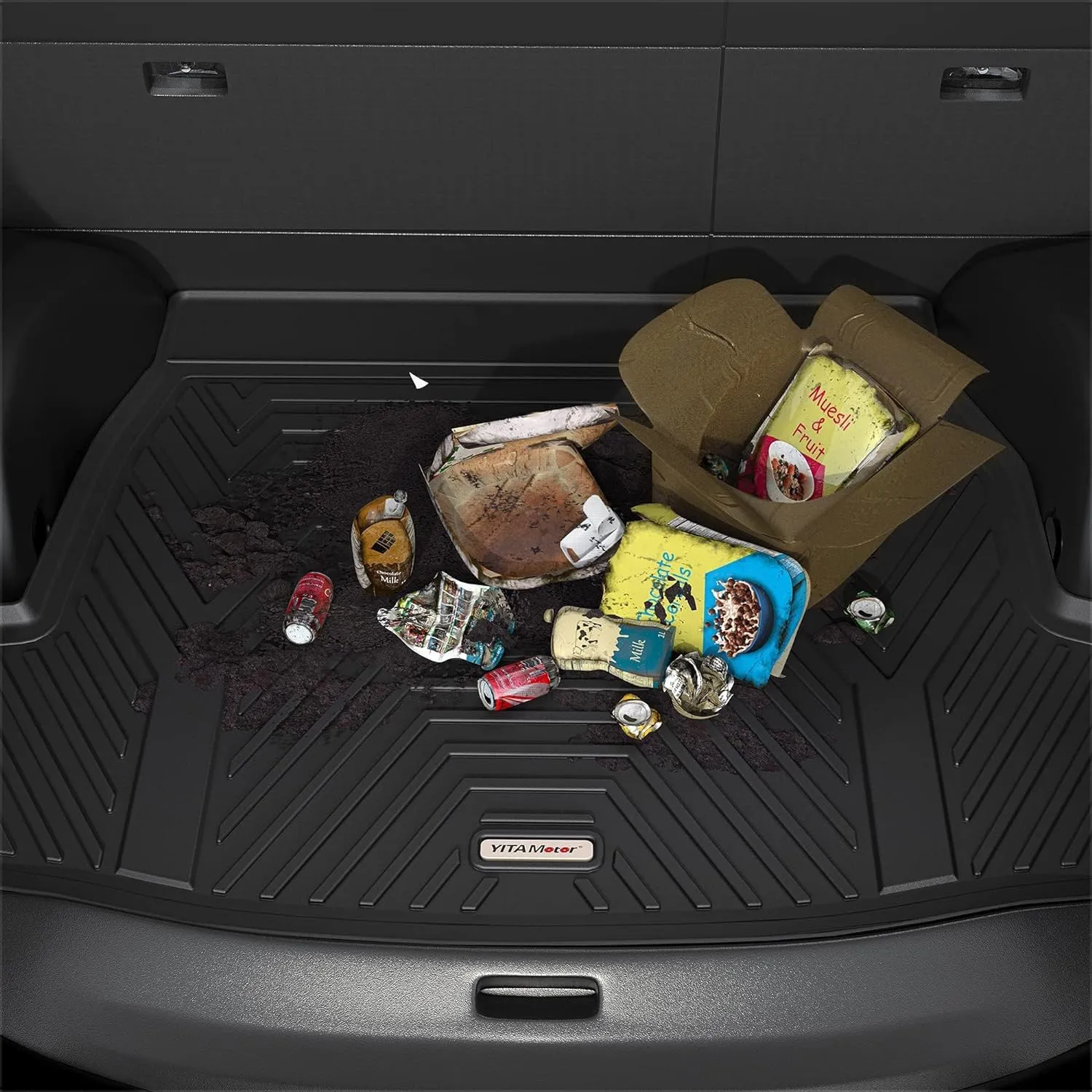 YITAMOTOR® Cargo Trunk Liner Compatible with 2023-2025 Honda Pilot, Cargo Mat with Backrest Mat Behind 3rd Row Back Seat Protector, All Weather Custom Fit Black Cargo Mats