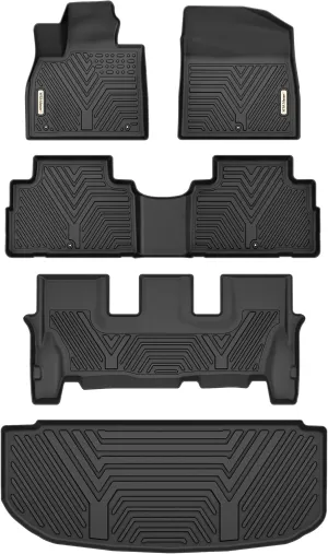 YITAMOTOR® Floor Mats 3 Rows & Cargo Trunk Liner Compatible with 2020-2024 Hyundai Palisade (Fits Bench Seats), Black Custom Fits Car Floor Mats Automotive Liners Sets